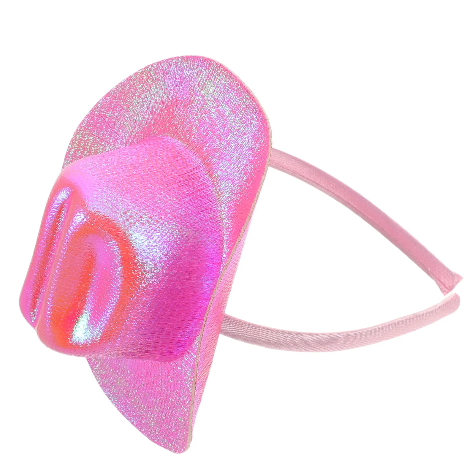 Pink Mini Glitter Cowgirl Headband Western Party Hat for Kids Disco Birthday Halloween Christmas Cosplay Costume Headwear