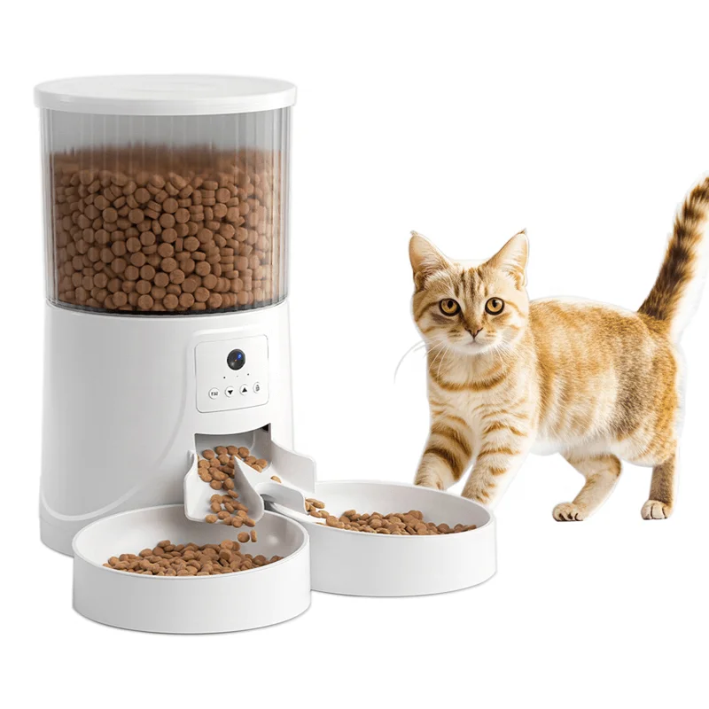 

4L Automatic Cat Feeder With Camera Pet Camera Feeder Smart for Cats and Dogs White