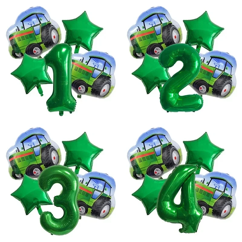 Disney Farm Theme Birthday Party Balloon 32 inch Digital Tractor Aluminum Film Balloon Decoration