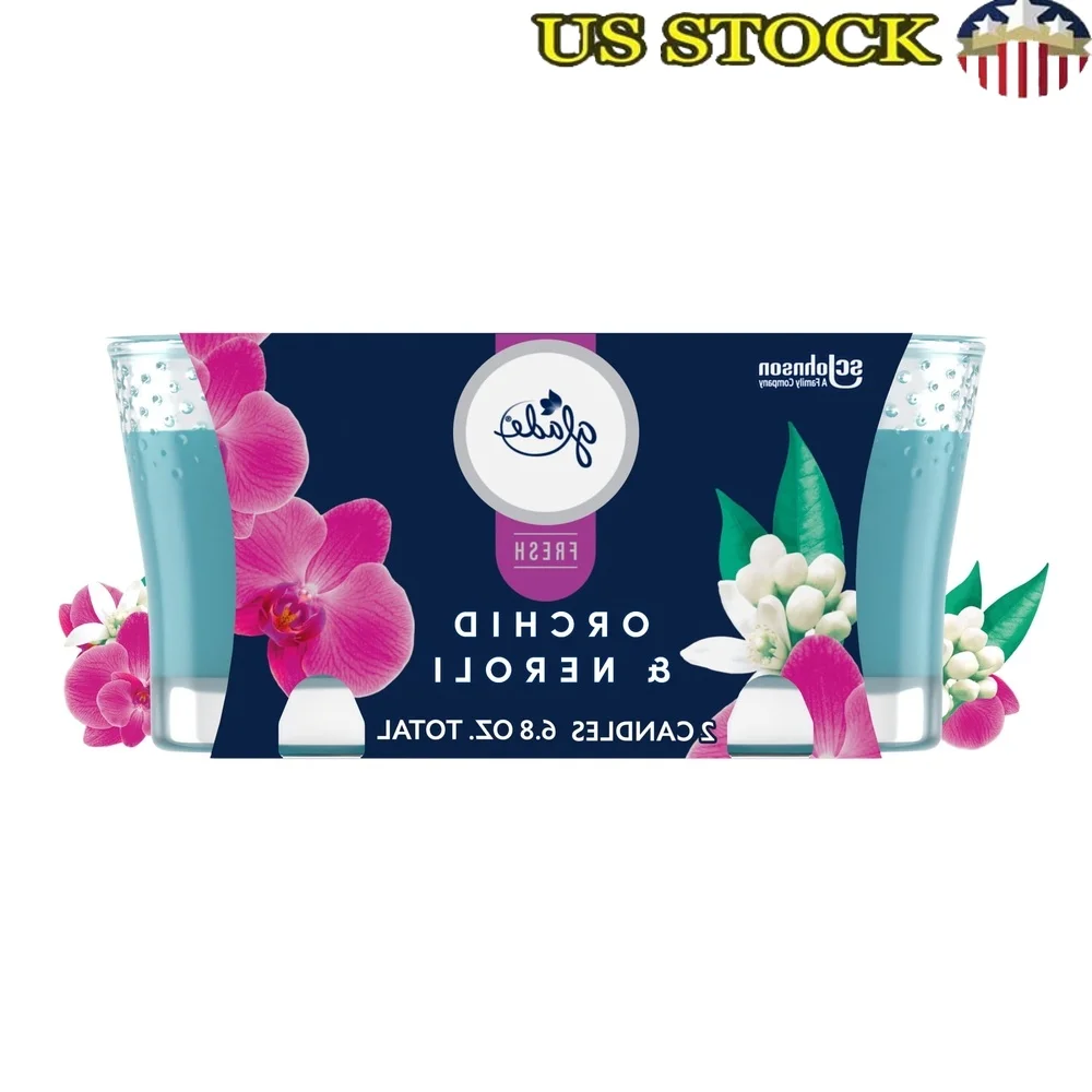 Juego de velas con aceites esenciales, recipiente aromático de orquídeas y Neroli, velas, cera de Gel, aromas florales frescos de larga duración, 2 unidades