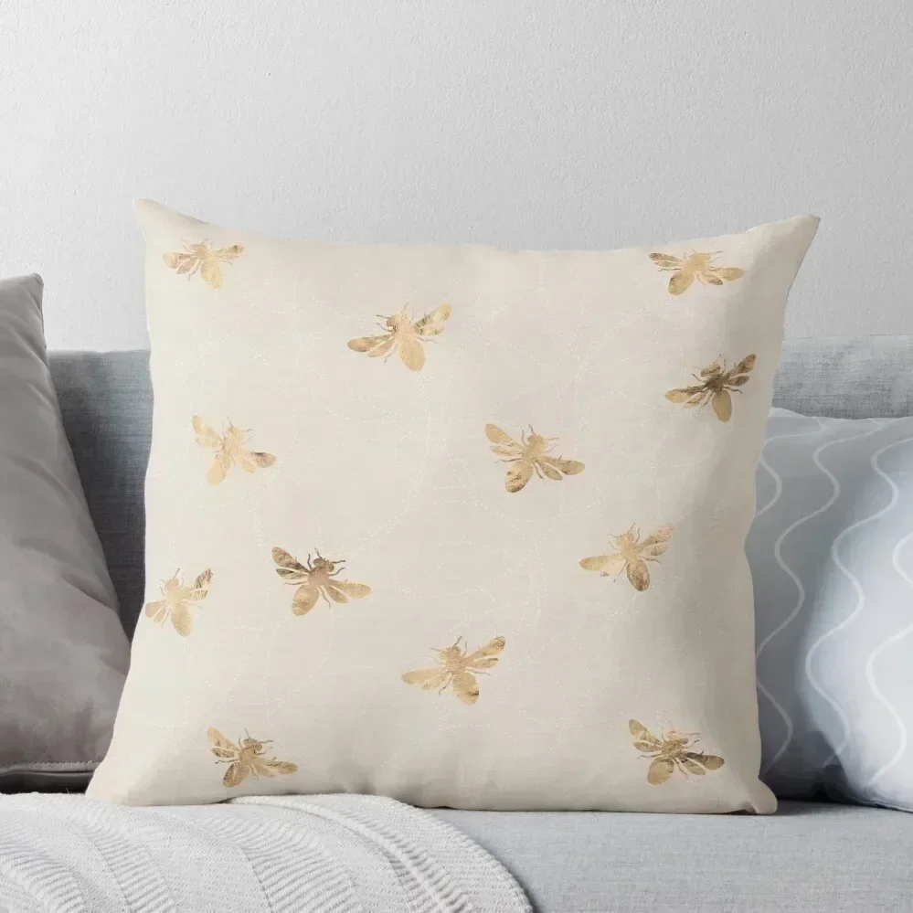 

Gold Bee Texture Cream Throw Pillow Sofa Cover christmas pillowcases pillow