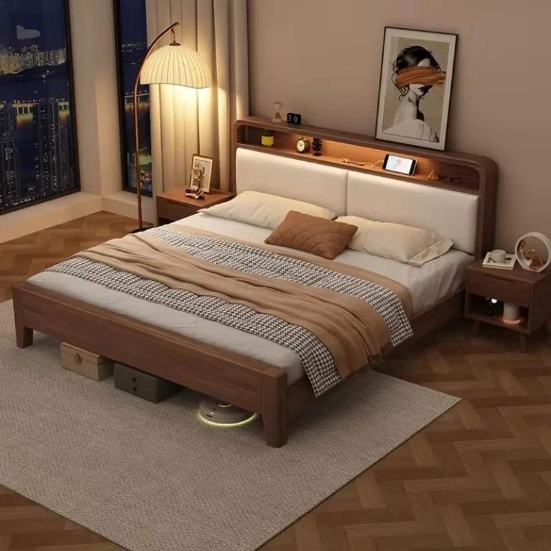 Platform Simple Bed Frame Wood Elegant European Style Twin Queen Size Bed Frame Storage Nightstands Cama De Casal Home Furniture