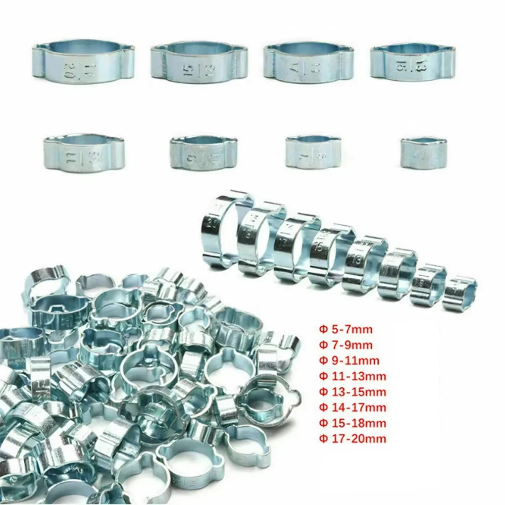 5-20mm Double Ear Clamps O Clips-Crimp O Clip Air Silicone Petrol Fuel Hose Pipe Clamps Clips Hose Fuel Clamps Kits