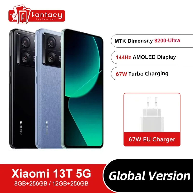 Xiaomi 13T Глобальная версия 50 Мп Камера IP68 Водонепроницаемый 6,67» 144 Гц AMOLED дисплей 67 Вт зарядка MTK Dimensity 8200-Ultra BT 5.4