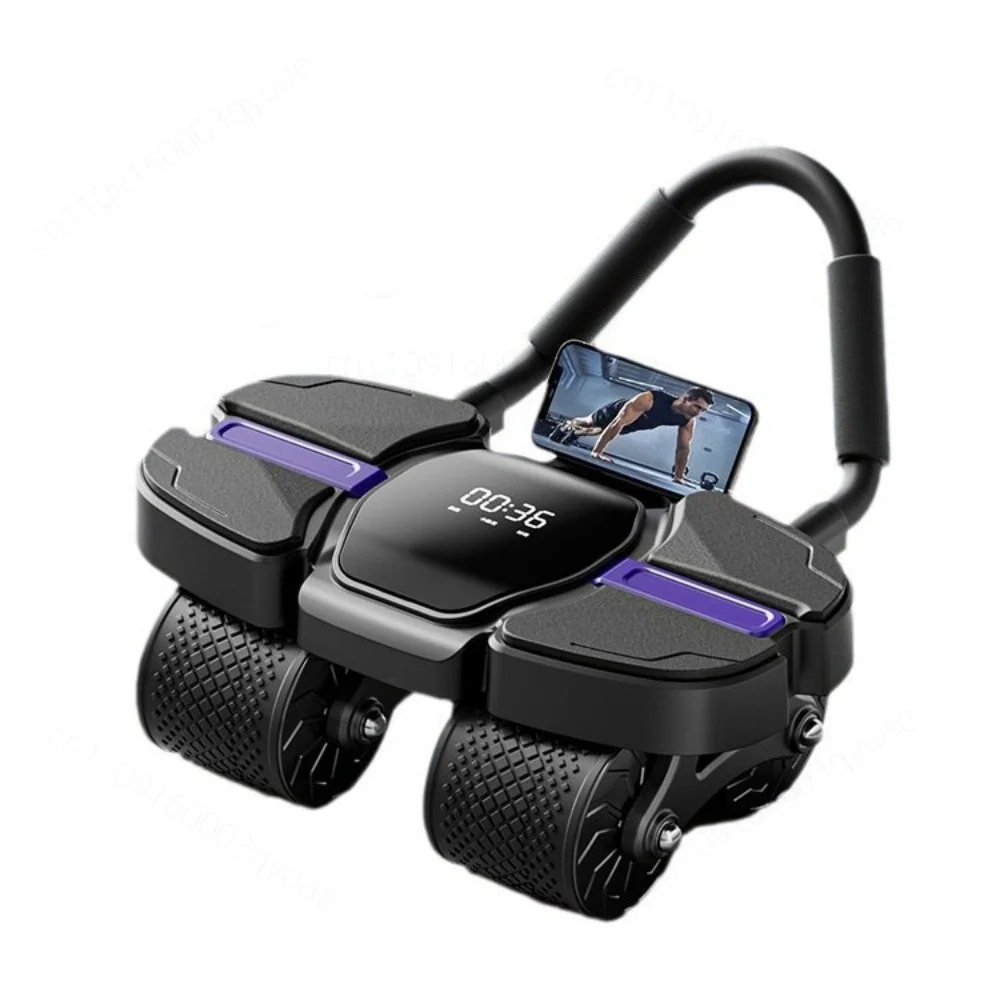 4 Wheels Automatic Rebound Ab Roller Home Abdominal Training Fitness Equipment For