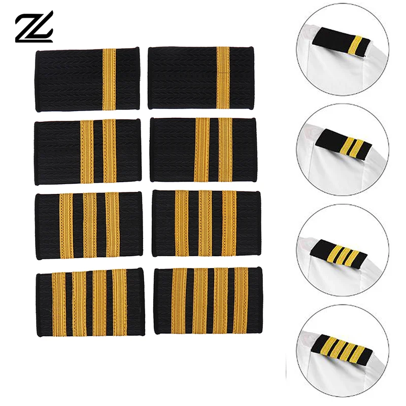 Epaulettes Professional Pilot Uniform Epaulets Silver Gold Stripe Shoulder Badges Metal Wire Woven Tape Aviation Uniform Epaulet
