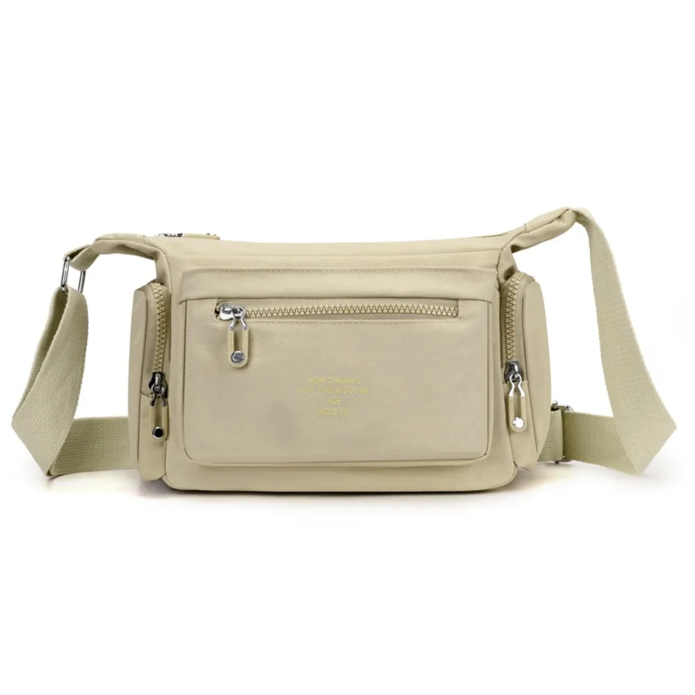 

Portable Nylon Crossbody Bag Solid Color Lightweight Multipockets Shoulder Bag Adjustable Strap Fashionable Mobile Phone Bag