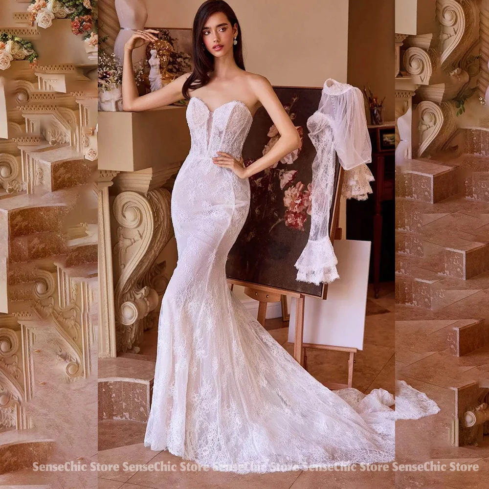 فستان زفاف حورية البحر بأكمام طويلة فستان زفاف فاخر للمناسبات الخاصة رداء De Soiree نسائي للحفلات الراقصة