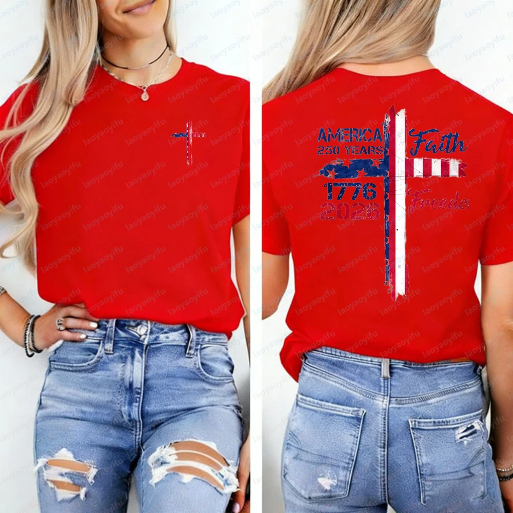 America Shirt Independence Day The United States T-Shirt Celebrate  Anniversary Tee America 1776-2026 Shirt Faith Freedom Tops