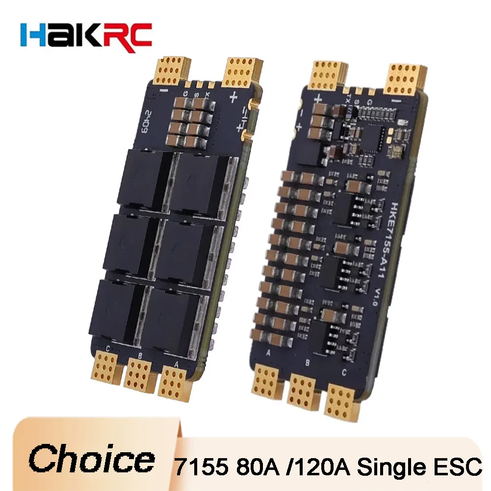

HAKRC 7155 80A/120A Одиночный ESC с 8-слойной печатной платой 4oZ LDO 85 В промышленного класса, устойчивый к высоким током MOS 6-12S для RC FPV Drone