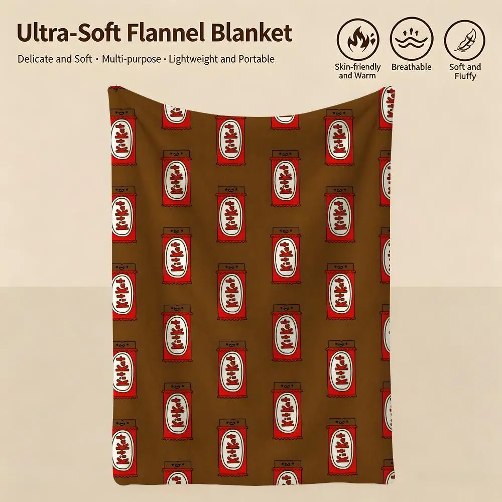food K-KitKat-t Throw Warm Soft Flannel Blanket, Multi-use for Sofa Bed Camping Travel Nap