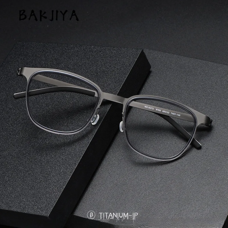 

Vintage Square Screwless Eyeglasses Frame Men and Women 9765 Denmark Brand Designer Pure Titanium Acetate Myopia Glasses Frames
