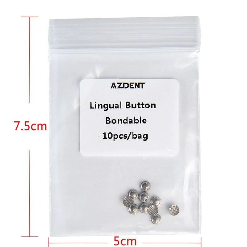 500 Stück AZDENT Dental Kieferorthopädischer Lingualknopf Monoblock MIM Runder Netzboden Klebbarer Metall-Zungenknopf 10 Stück/Packung – Detail 2