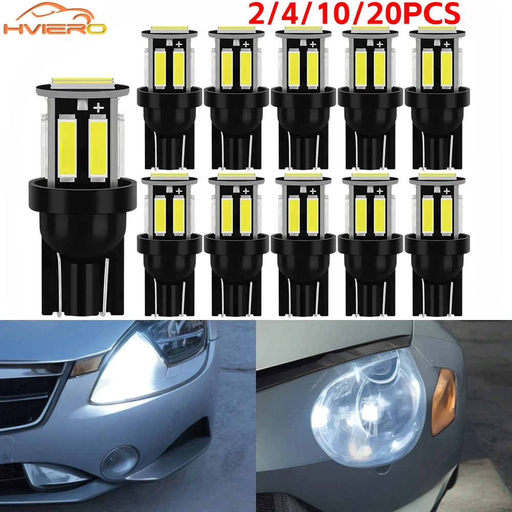 

2/4/10/20PCS Car Turn Signal Reverse Dome Reading Lamp T10 W5W 10SMD LED 194 168 Wedge Front Side Trunk Bulb Clearance Light 12V