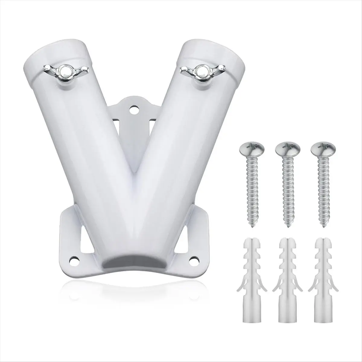SDFC Double FlagPole Bracket Holder, V Shape Aluminum Alloy Flagpole Wall Mount Bracket Windproof Flag Bracket Mounting