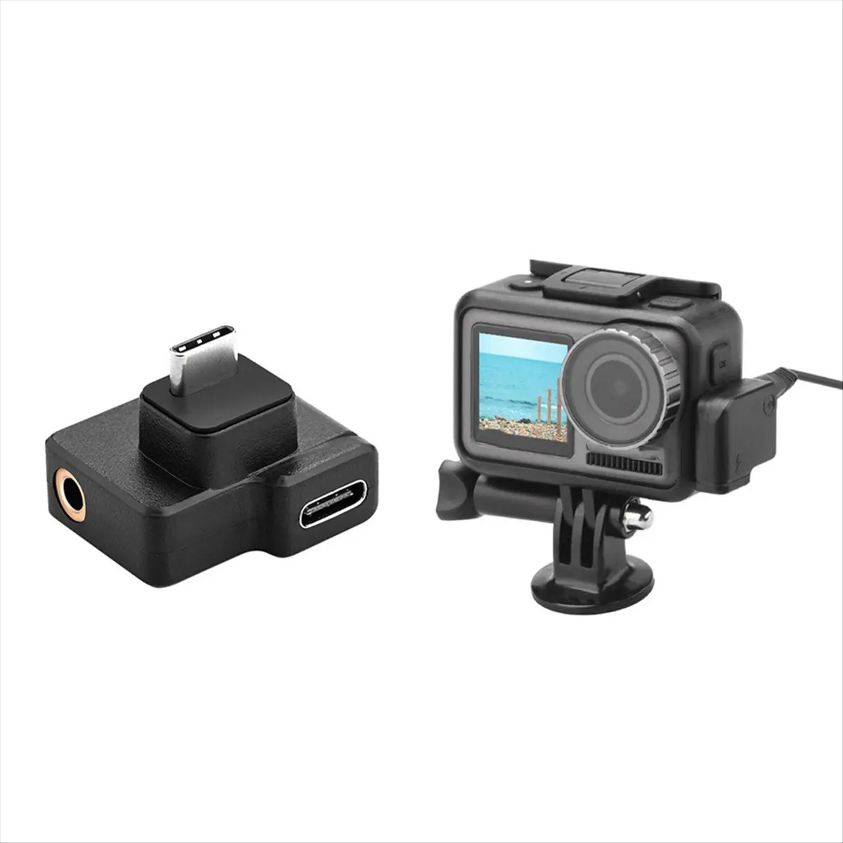 HDL For DJI Osmo Action Dual 3.5mm USB-C Adapter for DJI OSMO Action Enhances Sound Quality While Charging or Data Kit