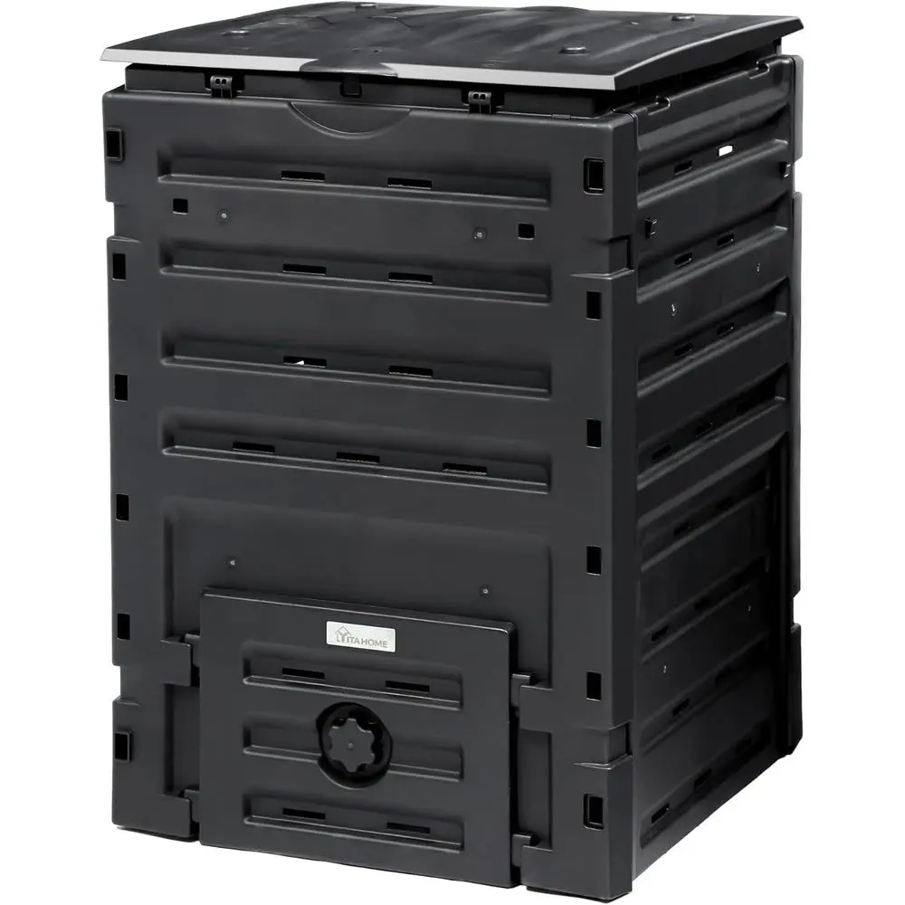 Large 120 Gallon Outdoor Composting Bin with Aeration and Snap-on Lid, Easy Assembly Lightweight Tumbler