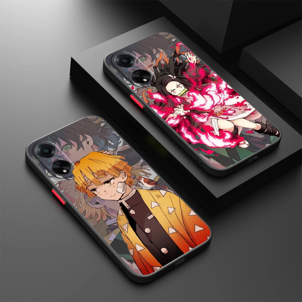 Ghost Slaying Blade Cartoon Frosted Translucent For OPPO X5 X3 A54S A5 A94 A16 A53S A57 A74 A72 A96 A98 A78 5G Funda Phone Case