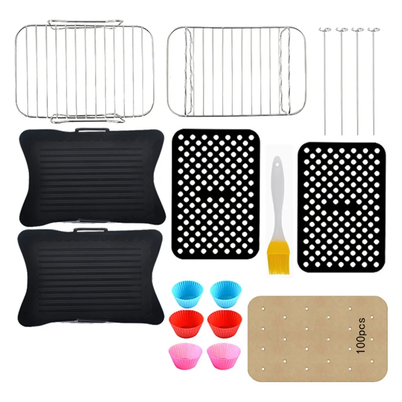 A39M エアフライヤーアクセサリーセット忍者 AF400EU ダブルゾーンエアフライヤーシリコーンエアフライヤーライナー脱水機ラックベーキングペーパー