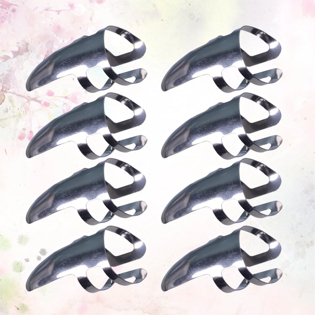9Pcs Stainless Steel Finger Picks Guitar Bass Nail Plectrums Adjustable Forefinger Single Pick Anti-Rust for Acoustic Electric