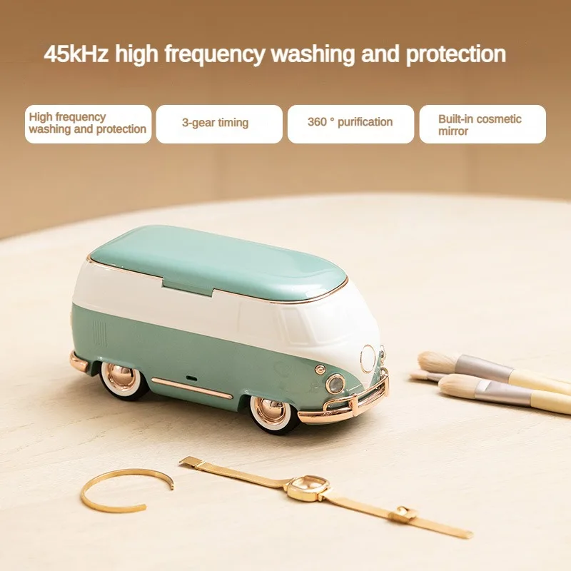 the Bus Ultrasonic Cleaner Car Model Bath 45Khz Frequency Vibration Cleaning Machine Household Vintage Built-in Vanity Mirror