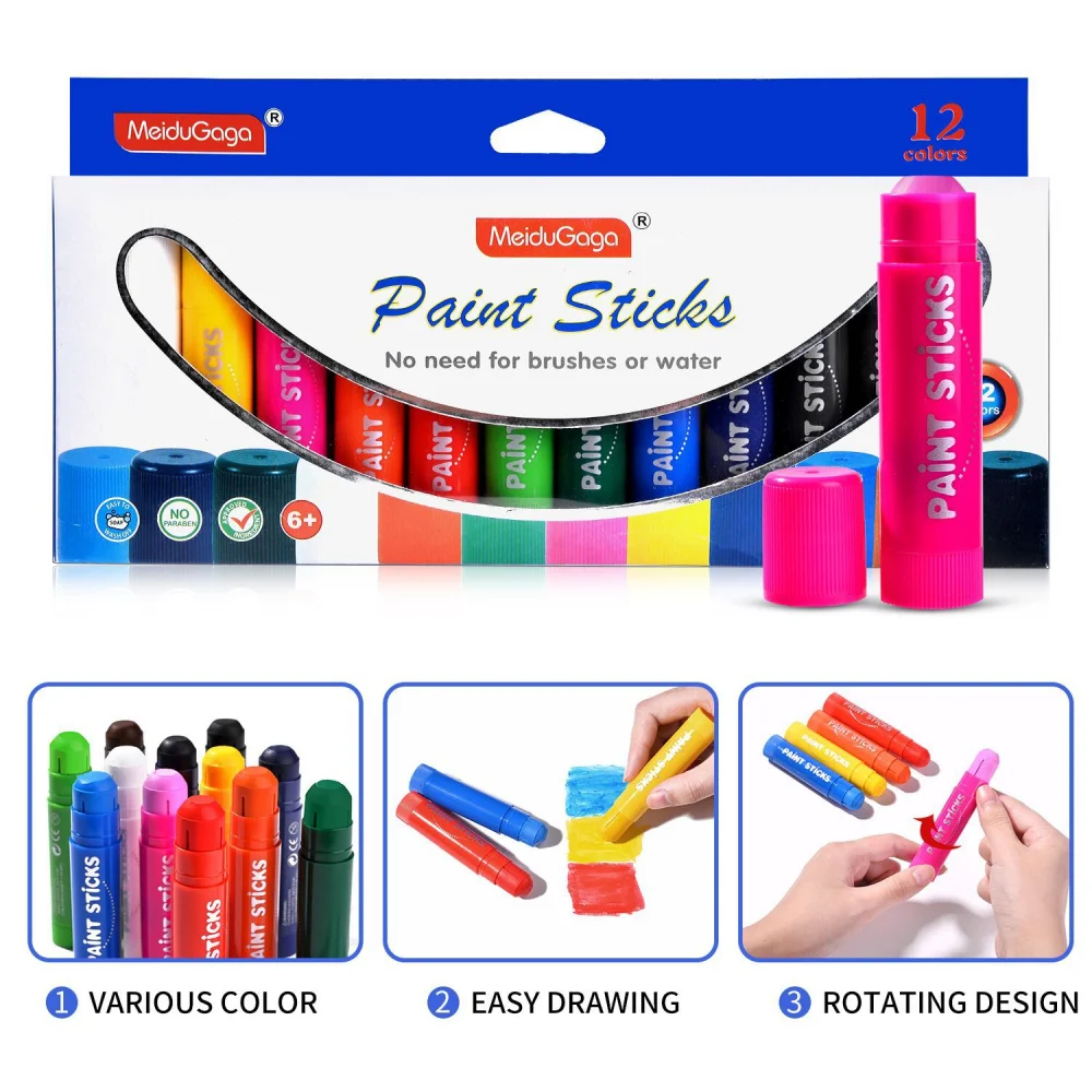 

12-цветная краска-карандаш, восковой карандаш, водорастворимая твердая гуашь, детская ручная роспись, граффити, раскраска, товары для рукоделия