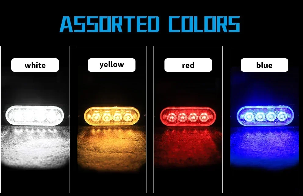 1pcs 4LED Car Flashing Warning Light Grid Flashing Light Fault Emergency Light 12V For Police Truck Truck SUV Motorcycle