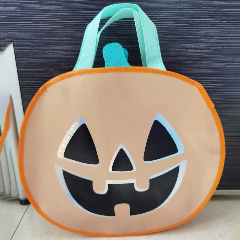 Non-Woven Fabric Non-Woven Tote Bags Ghost Pumpkin With Handles Pumpkin Shaped Handbags Black Cat Shaped Design