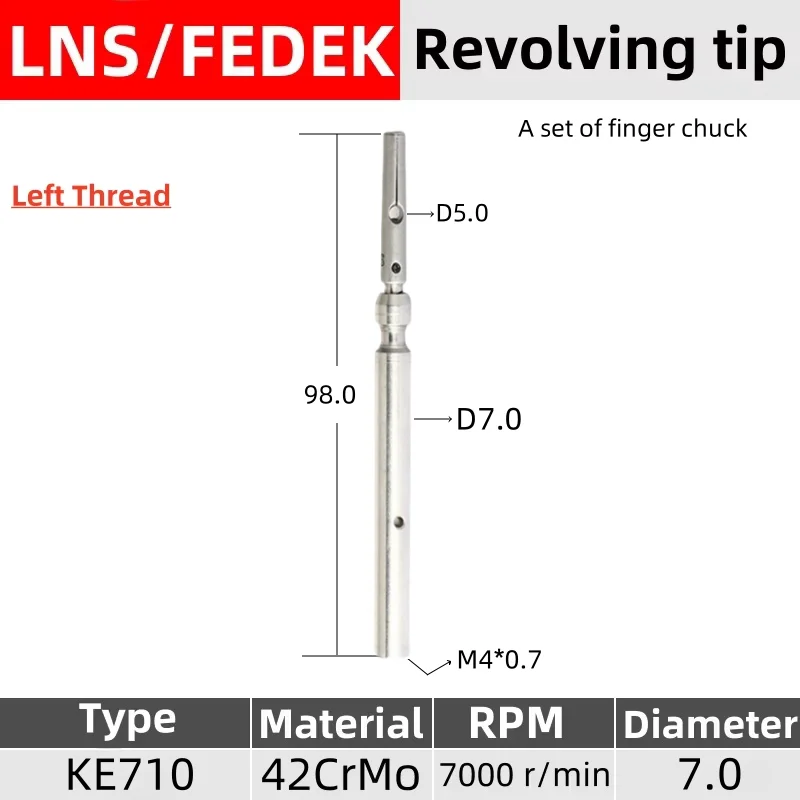 LNS  KE710 4-7# Set Finger Chuck Revolving tip rotary joint M4*0.7 Left Thread XT320 S2  Fedek  Automatic Bar Feeder Parts