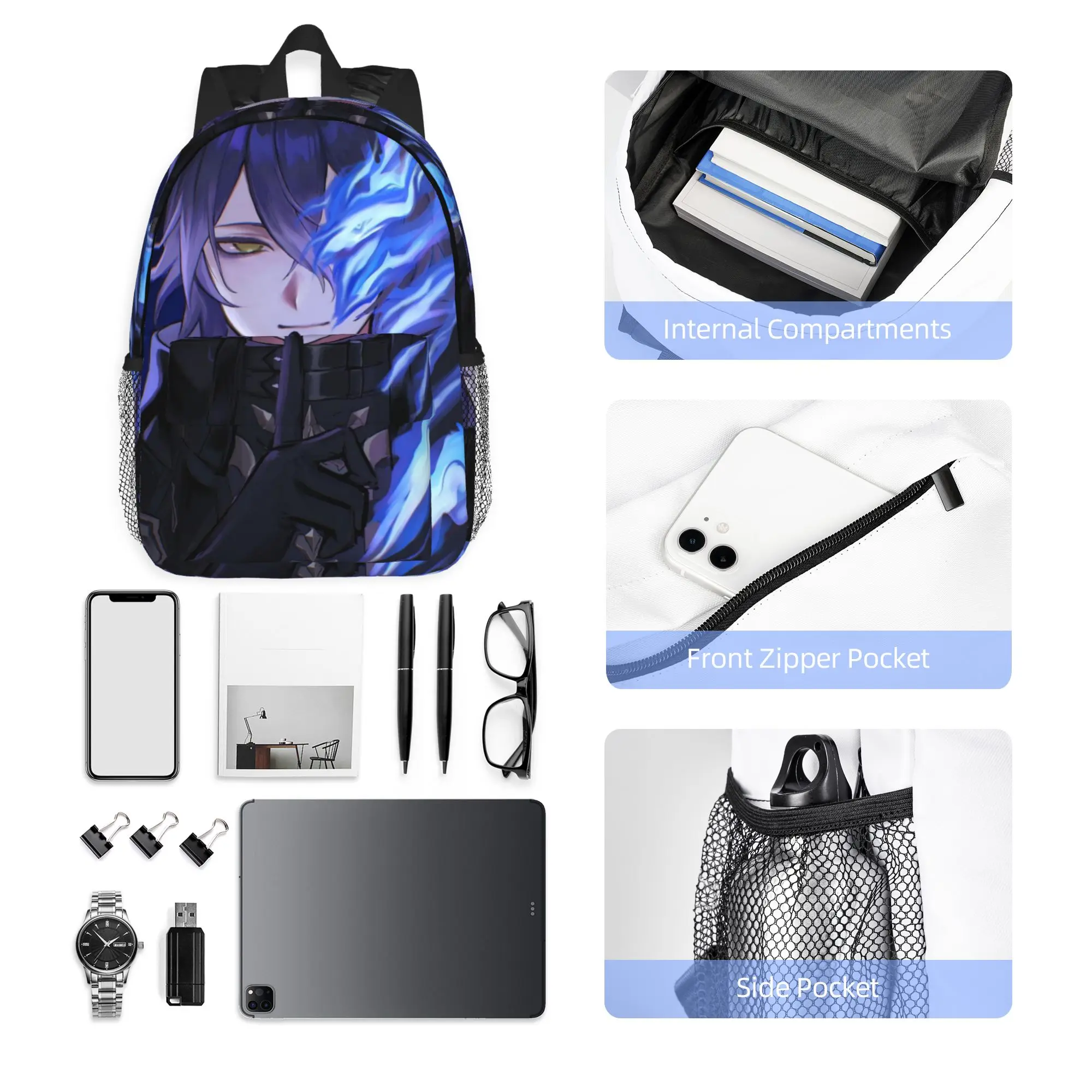 Game Role Flins Genshin Backpack Hot Sale Daypack Large Capacity Boys Girls BookBag Shoulder Bags for Men Women School Bag