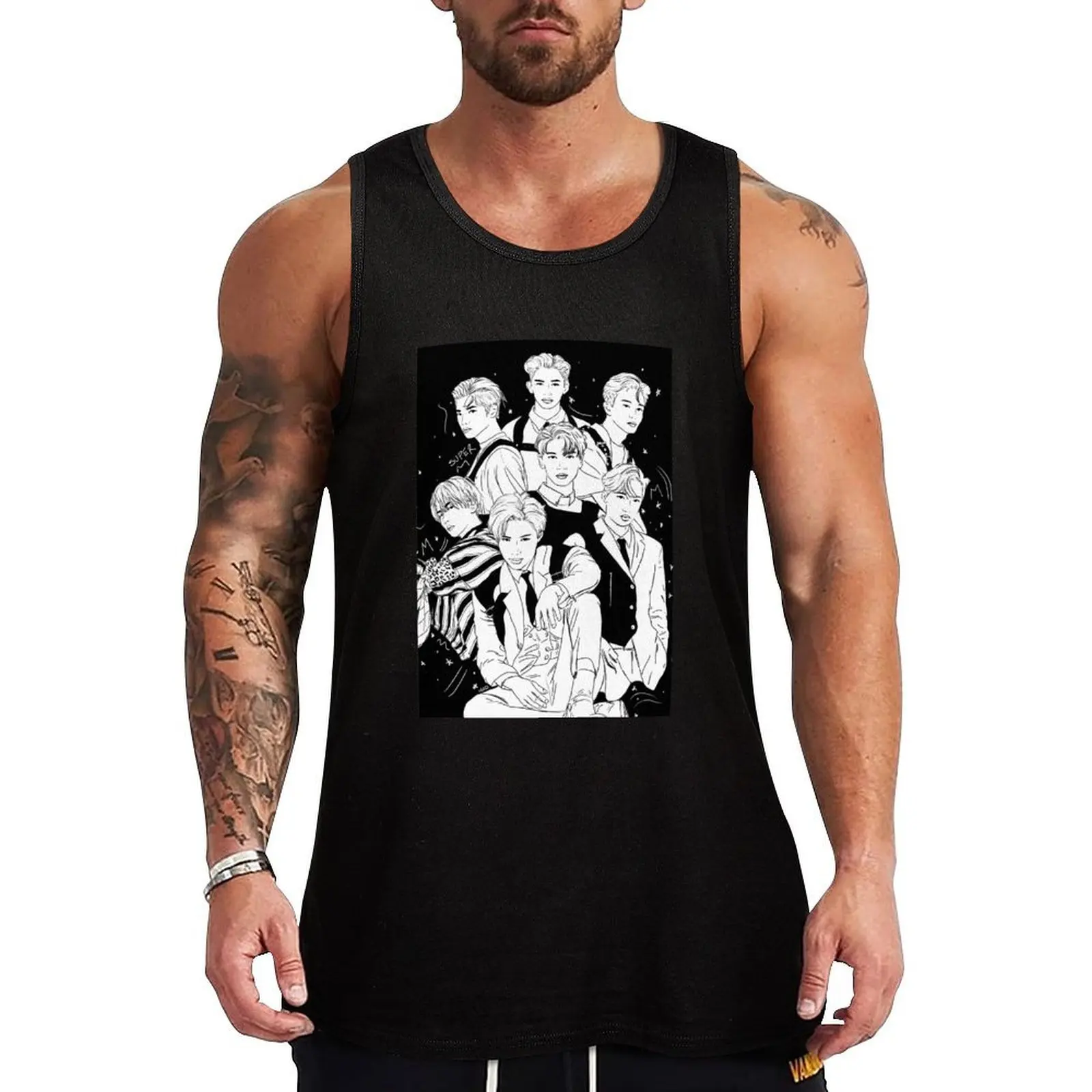 

SuperM Group Sketch Tank Top male top bodybuilding man t-shirt Men's