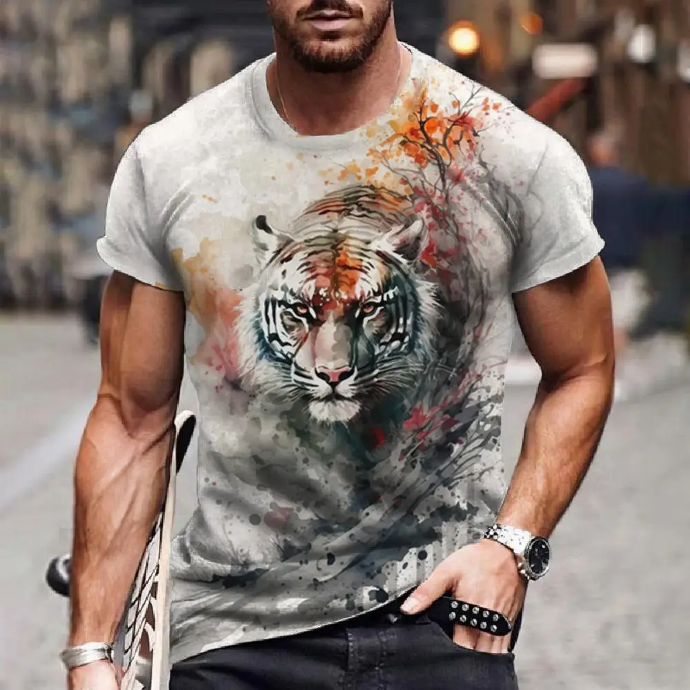 Fierce Animal Printed Men\'s T-Shirt 3d Print Short Sleeve Men Women Clothing Fashion Casual Sport Shirt Oversized Quick Dry Tees