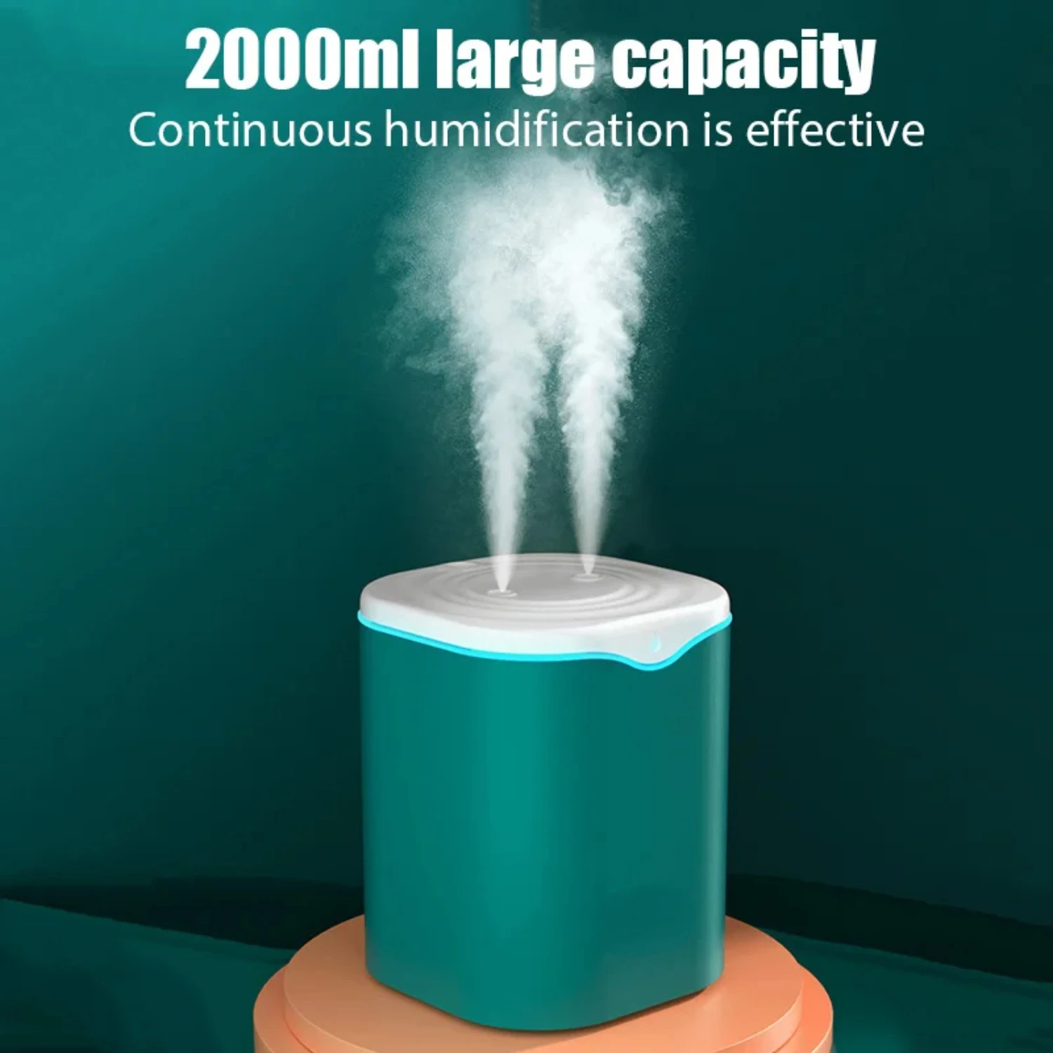 USB duży ultradźwiękowy nawilżacz powietrza 2000ML z podwójną dyszą, dyfuzor do aromaterapii olejków eterycznych do Cool Mist Maker Fogger in