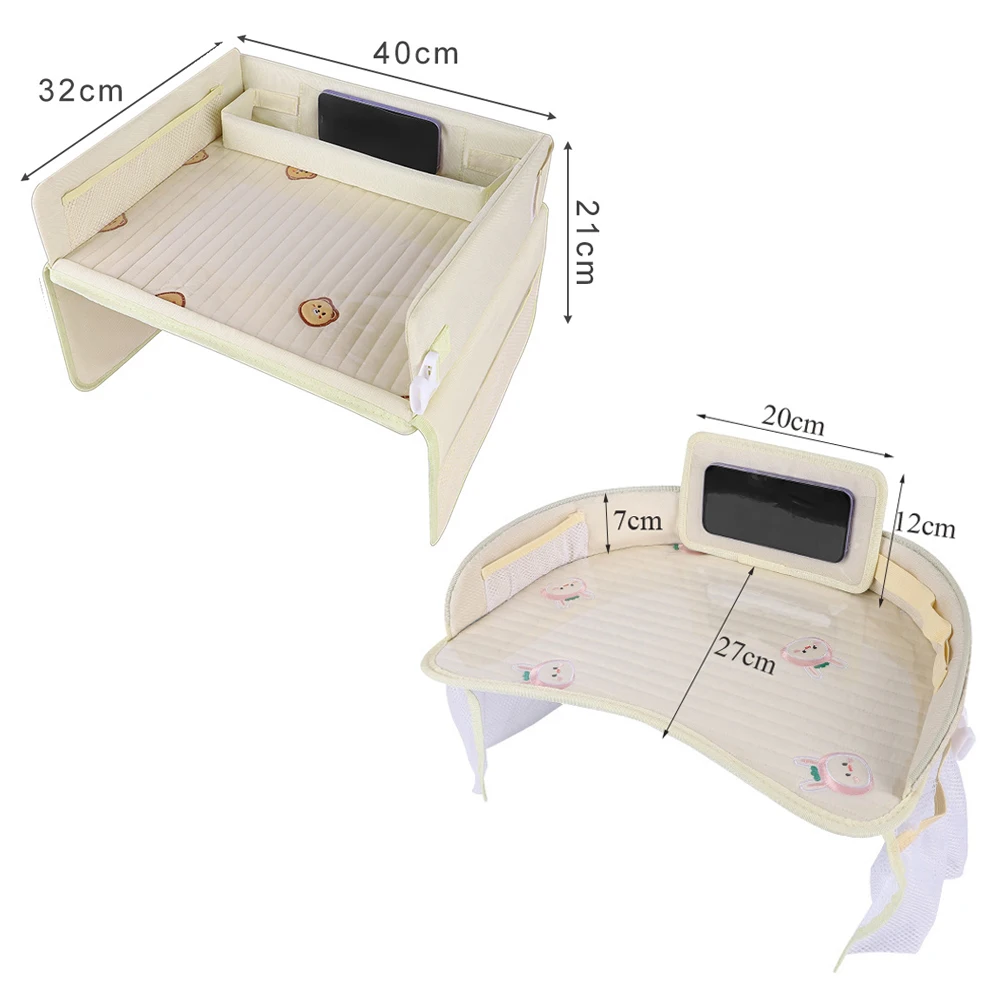 Organizador de almacenamiento para asiento de coche de bebé, bandeja de viaje multifuncional, oso, conejito, seguridad para niños