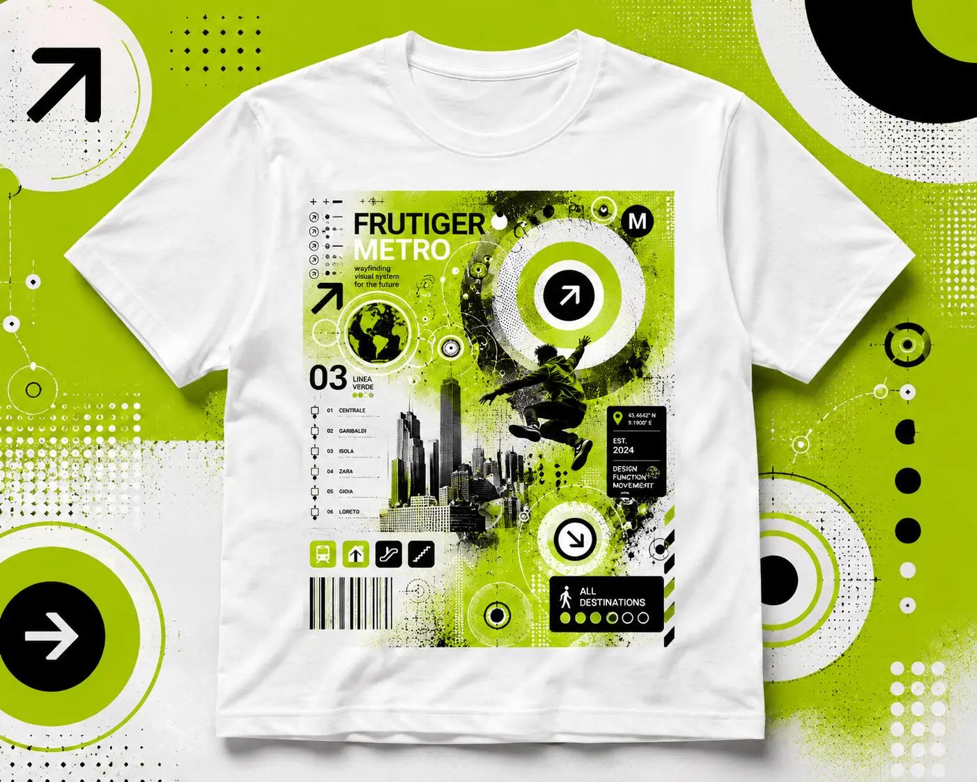 Frutiger Metro T-Shirt Y2K Graphic Tee Frutiger Aero McBling Cyber Streetwear Retro Futuristic Rave Shirt