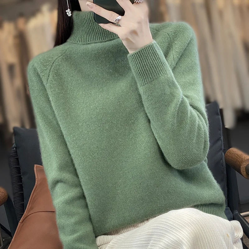 Women's Boutique High-end High Collar Knitted SWEATER Sweater Pullover Long Sleeved New Knitted Blende Sweater