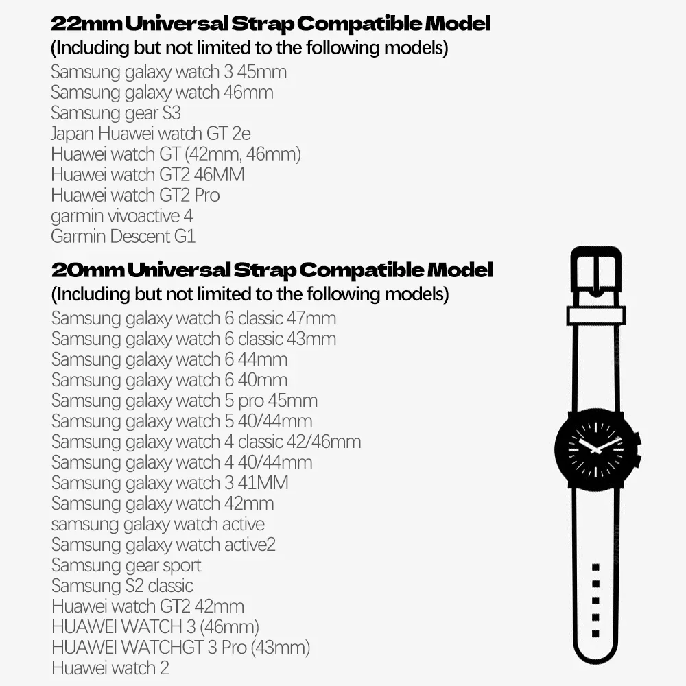 20 22MM Breathable Style Strap for Samsung Watch 4 5 6 44 40mm Classic 47mm 46 43mm 42mm Sport Band for Galaxy Watch 5 Pro 45mm