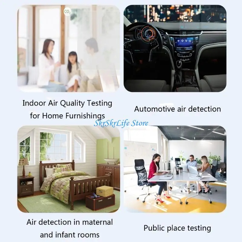 E65E 9in1 Monitor-Detector Tests HCHO TVOC PM2.5 PM10-CO-CO2-AQI Temperature Humidity