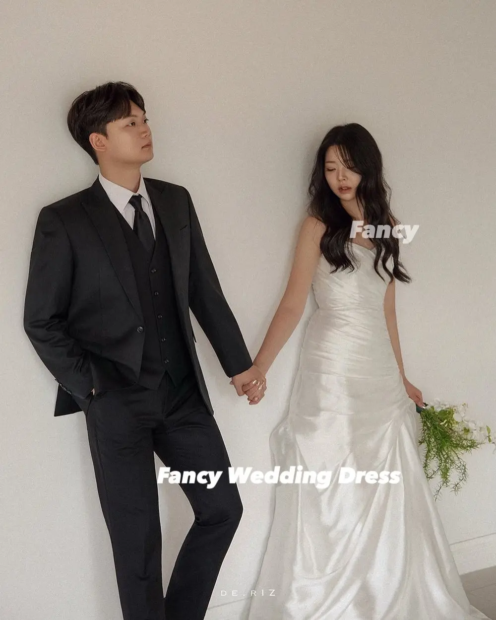 Fancy Korea High Quality Mermaid Wedding Dress Strapless Taffeta Evening Party Dresses Back Corset Customized