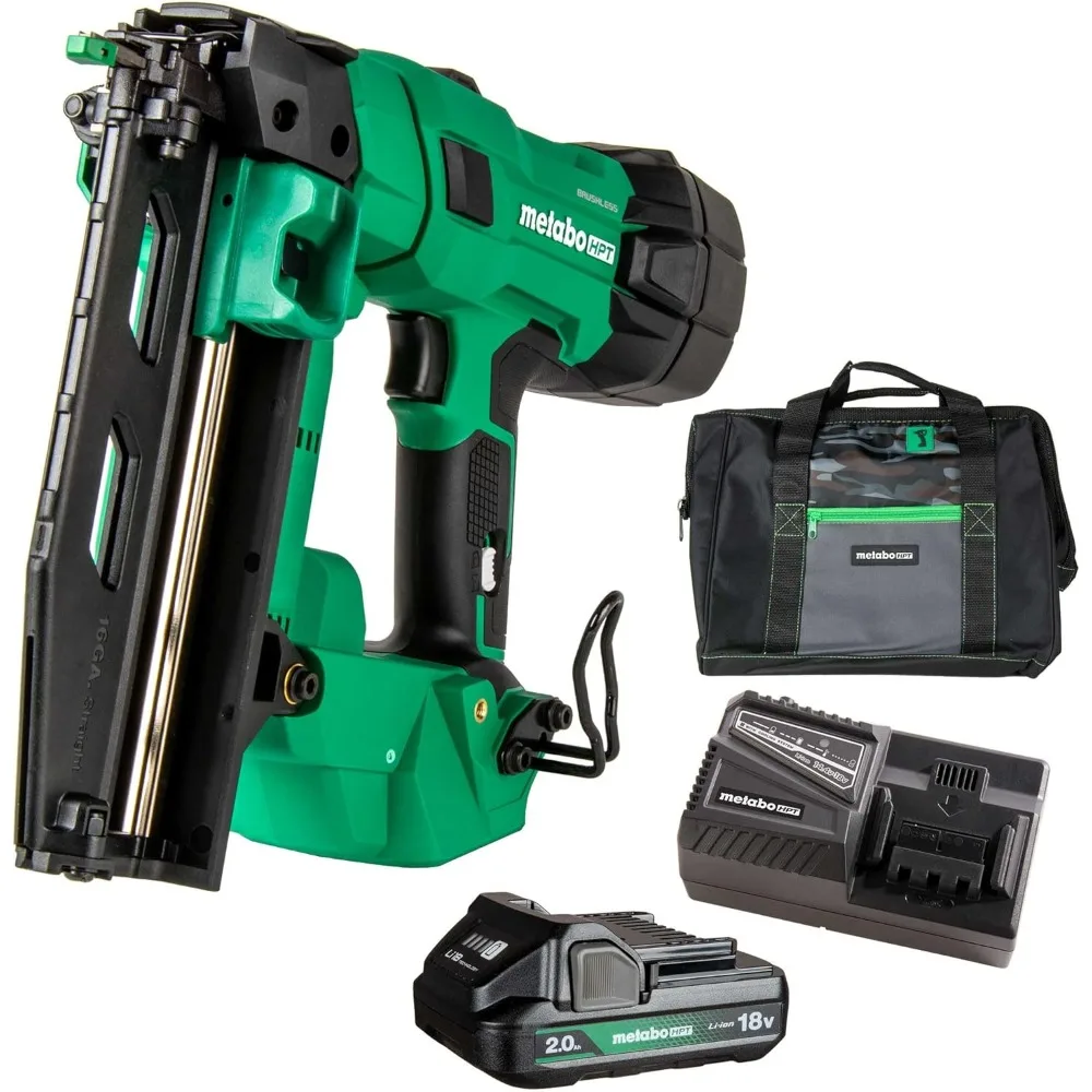 Kit de clavadora con acabado inalámbrico, multivoltio de 18 V ™ , Motor recto sin escobillas calibre 16, 800 clavos por carga, diseño de nariz delgada