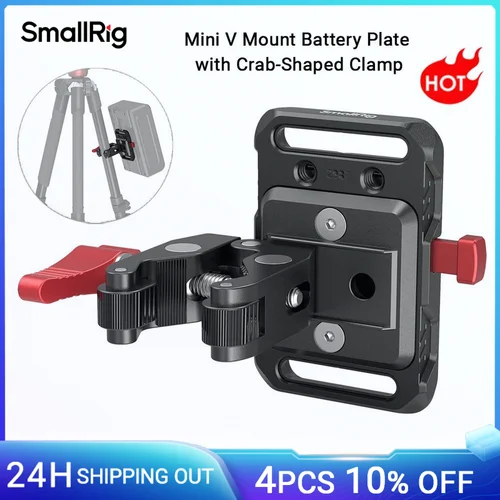 SmallRig ミニ V マウント バッテリー マウント プレート カニ型クランプ付き ユニバーサル カメラ アクセサリー用 1/4-20 インチネジ穴付き 2989