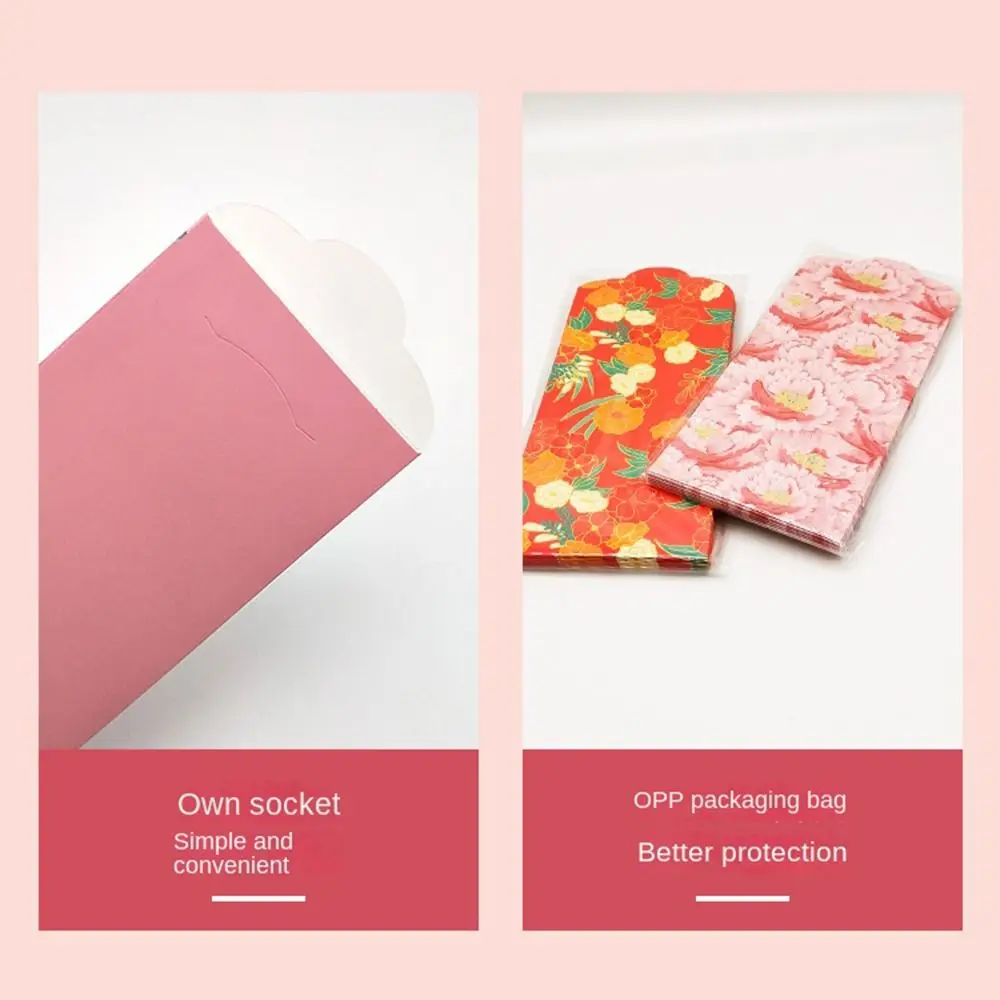 Happy New Year Spring Festival Red Envelopes Flower Traditional Red Pocket Chinese Lucky Blessing Bag New Year Supplies