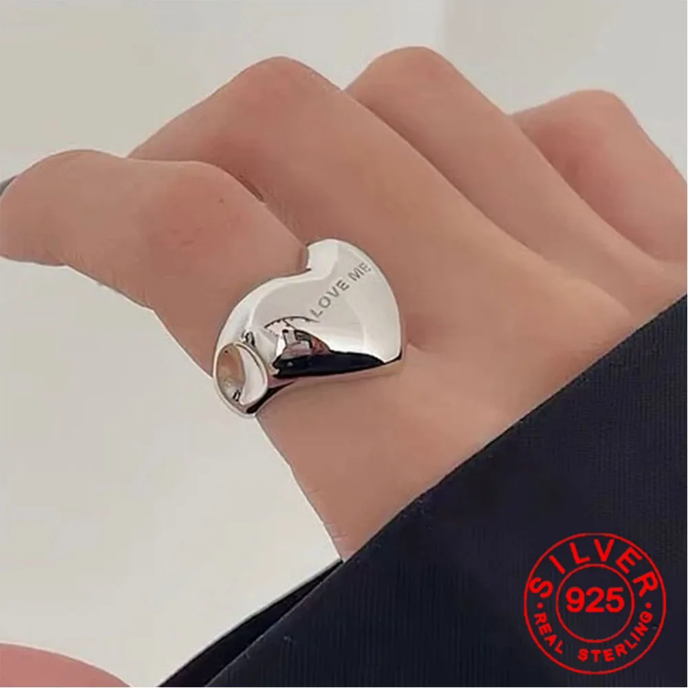 BFCLUB Silver Color Rings for Women Fashion Geometric Handmade Irregular Heart Ring Party Christmas Gift