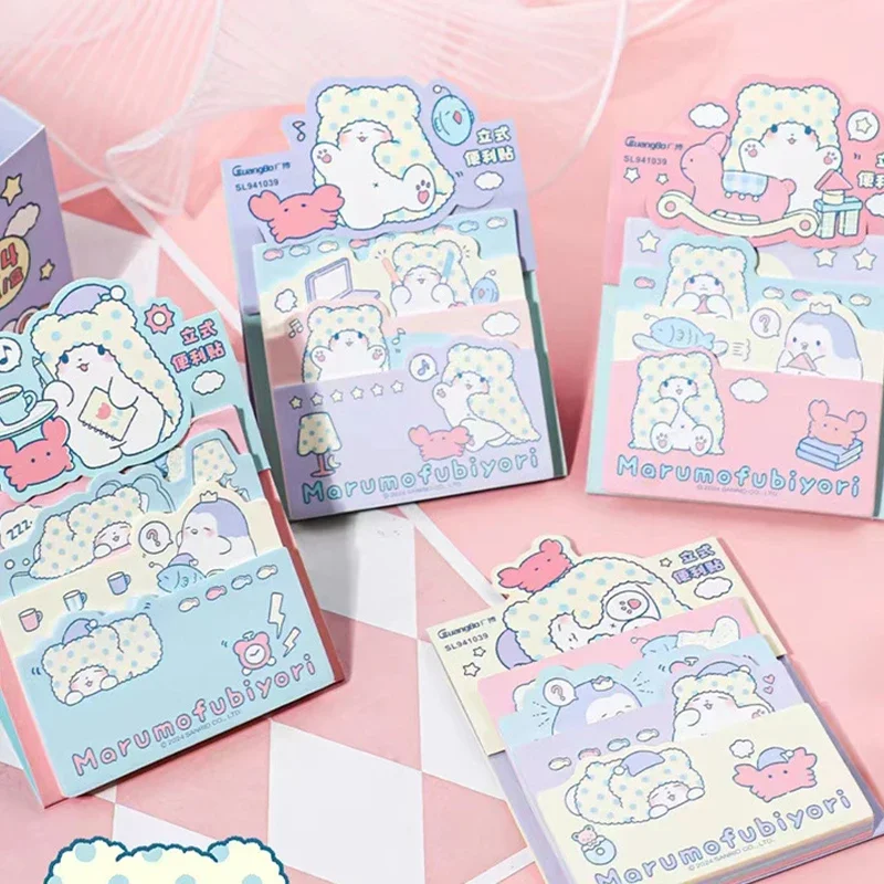 Anime Kawaii Sanrio Marumofubiyori Sticky Note Notepad Stickers Portable Ins Cute Kids Toys Friend Gift Birthday Gift For Girls