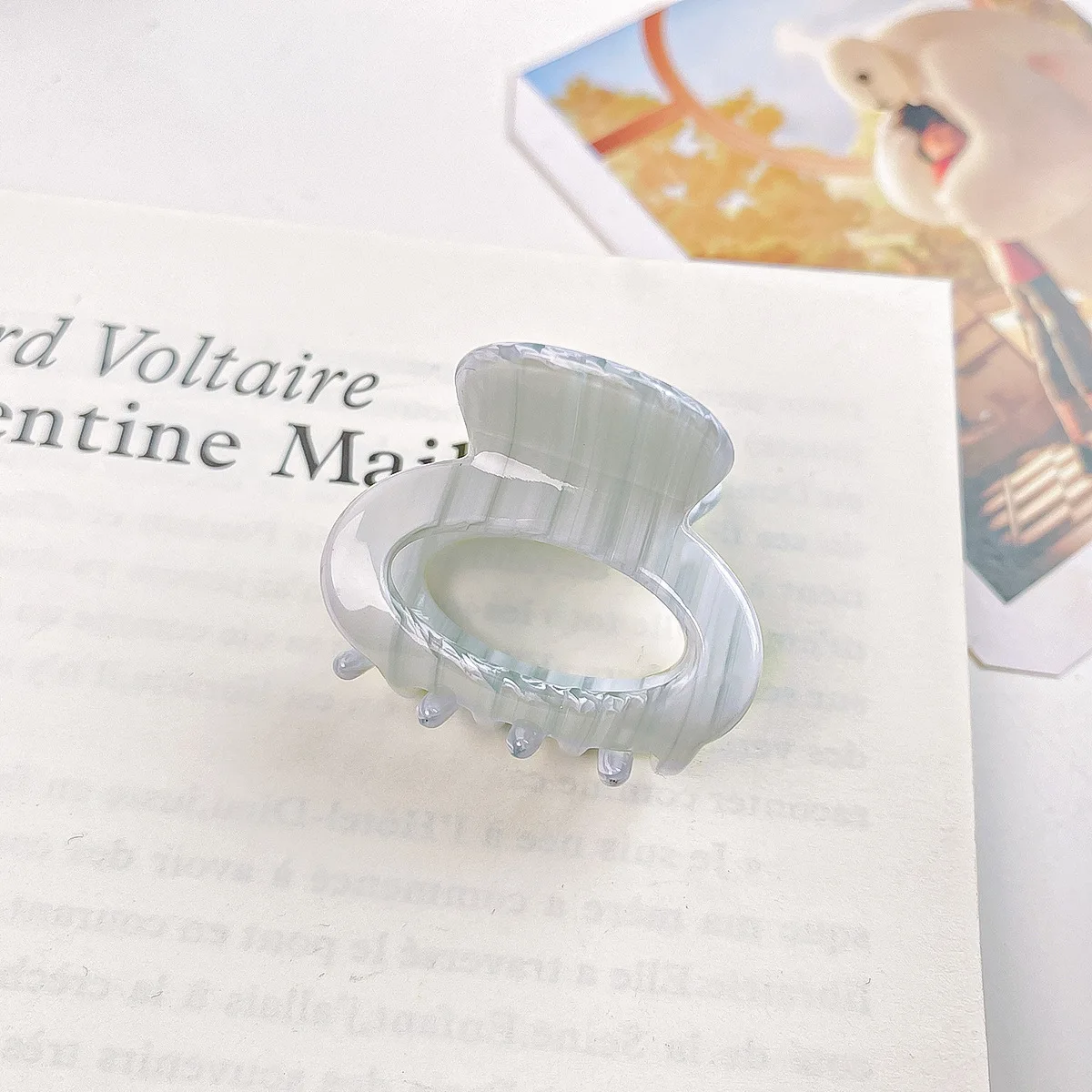 Striped Acetic Acid Small Grab Clip, Female High Ponytail Fixed Artifact Bangs Clip Braided Hair Clip Broken Hair Clip, Hairpin image 4
