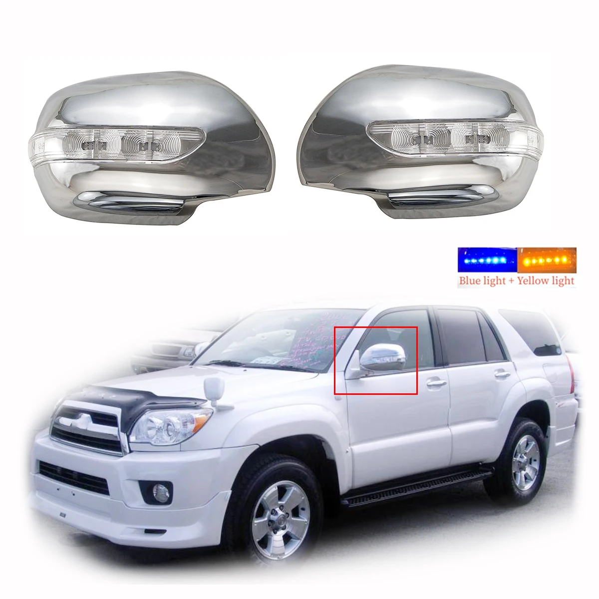 

2pcs Car ABS Chrome Rearview Accessories For Toyota Hilux Surf 2003 2004 2005 2006 2007 2009 Door Mirror Cover With LED Trim