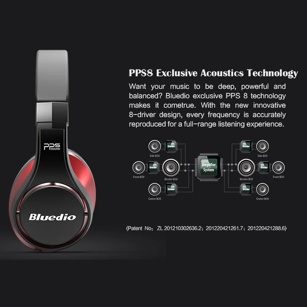 Bluedio U UFO Over-Ear Headphone Noise Cancelling Driven by 8 Microhones 3D Surround Bass Wireless Audio Headset HiFi Earphones