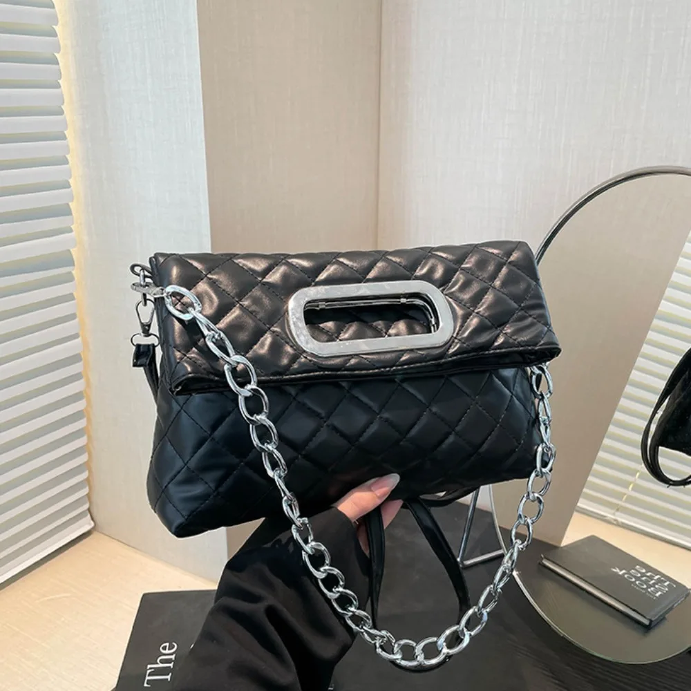 

Однотонная складная сумка-клатч с сетчатым узором в корейском стиле, вечерняя сумка-клатч, сумка на плечо, сумка для телефона, сумка на цепочке, женская сумка