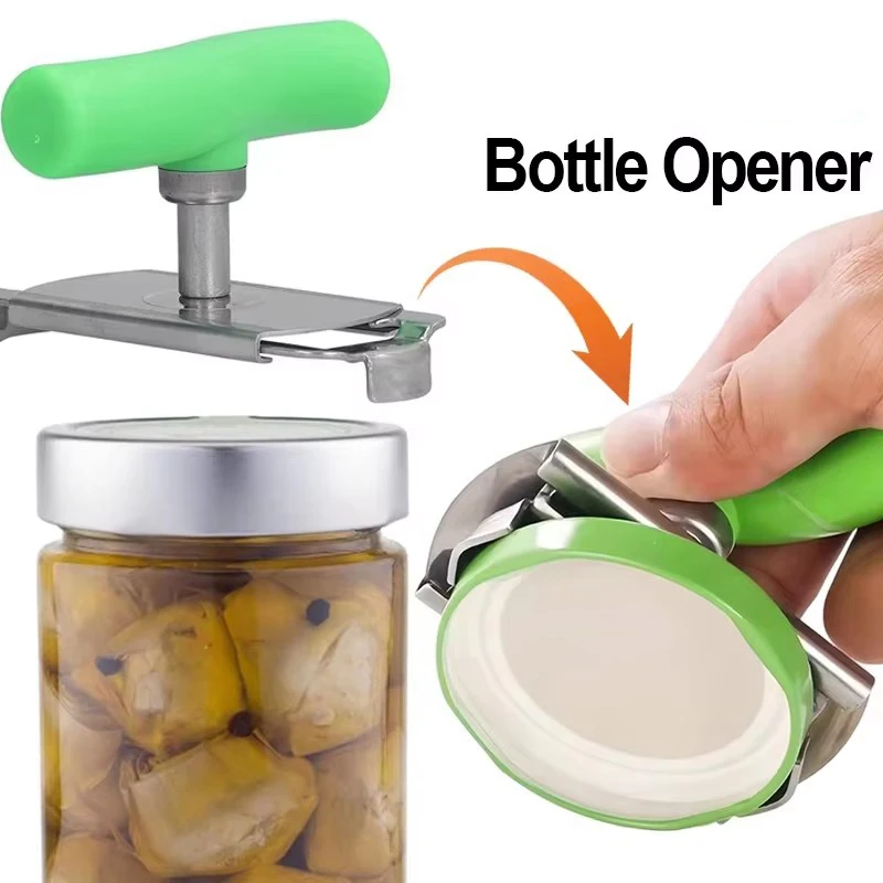 Multi-Function Bottle Cap Opener Stainless Steel Adjustable Lids Off Jar Opener Labor-Saving Screw Can Opener Kitchen Gadget