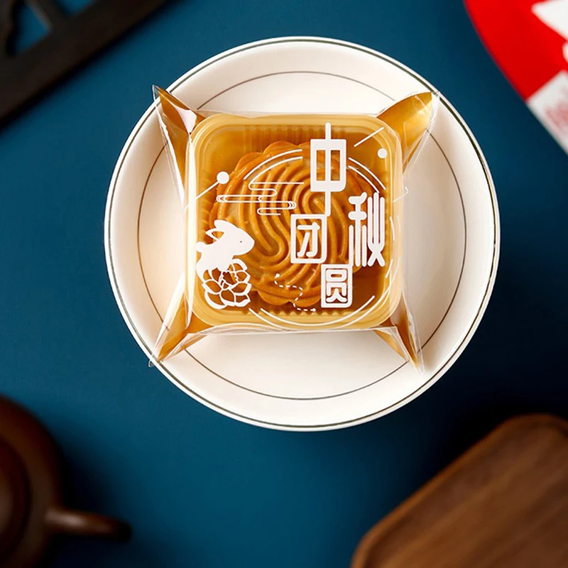 100 قطعة مربع القمر كعكة صواني مون كيك التغليف حقيبة مع غطاء الغذاء الحاويات حامل الذهب البلاستيك كعكة ل كوكي البيض تارت